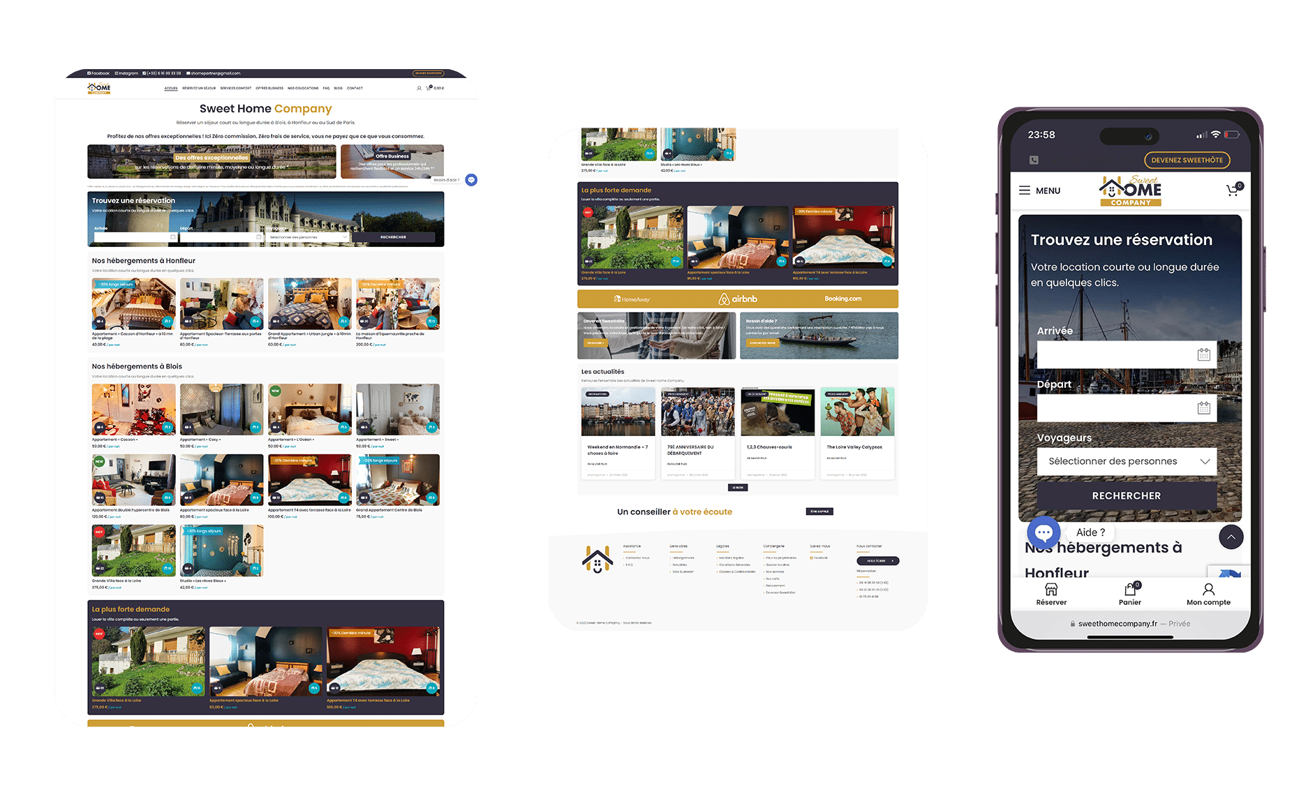 Site Sweet Home Compagnie exemple de site booking