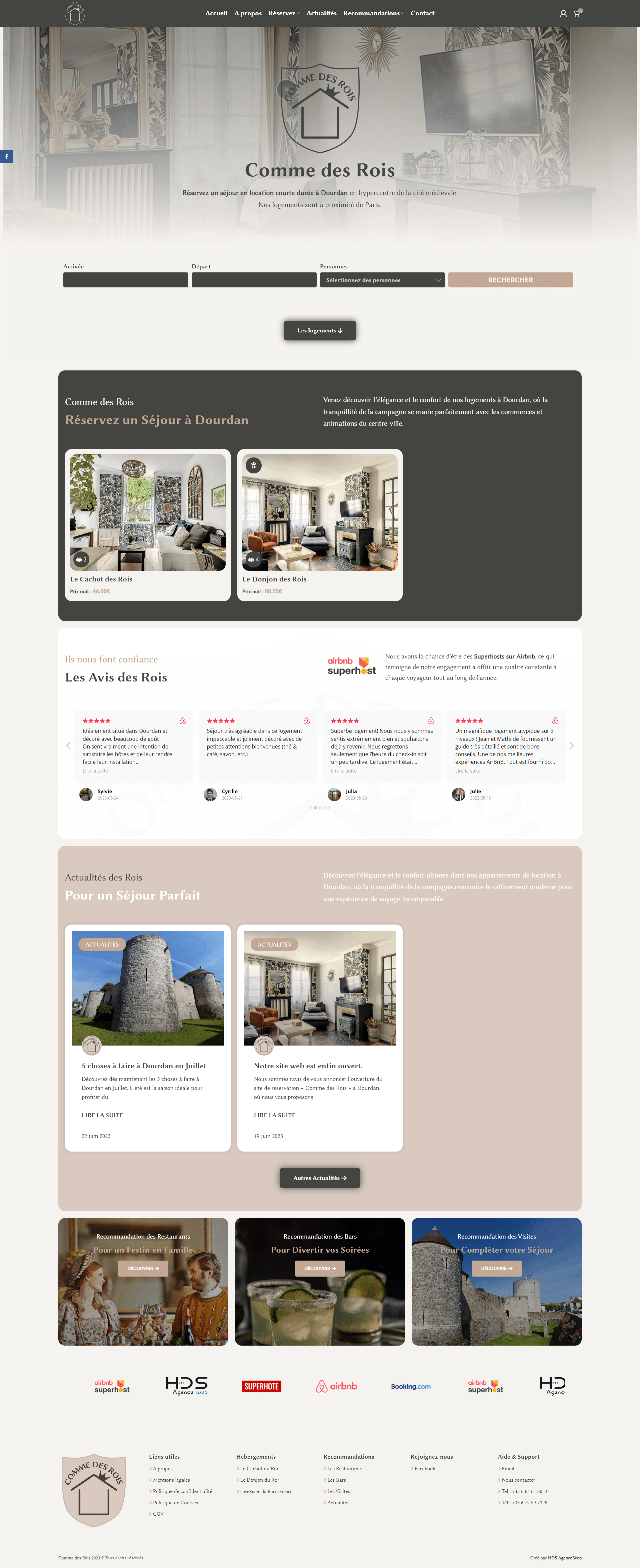 Création site Booking - Comme des Rois